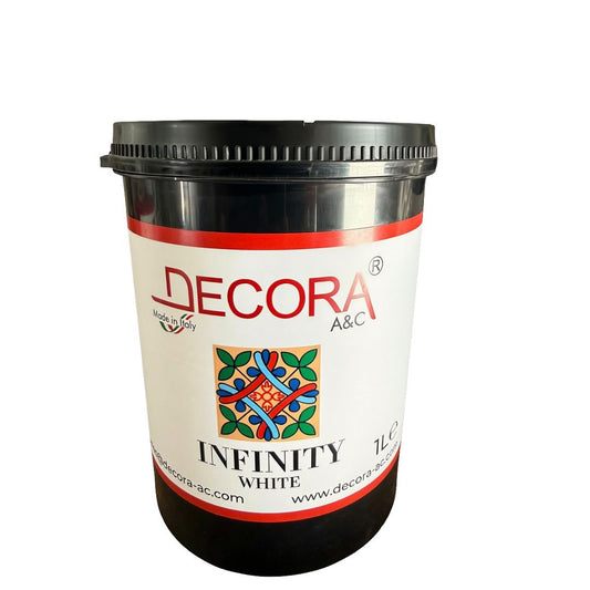 Decora Infinity White Metallic Decorative Paint 1L — available from MVP Products, Caloundra QLD