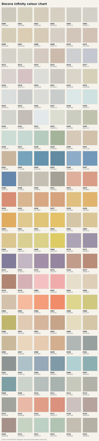 Decora Infinity White Metallic Decorative Paint 1L colour chart — MVP Products, Caloundra QLD
