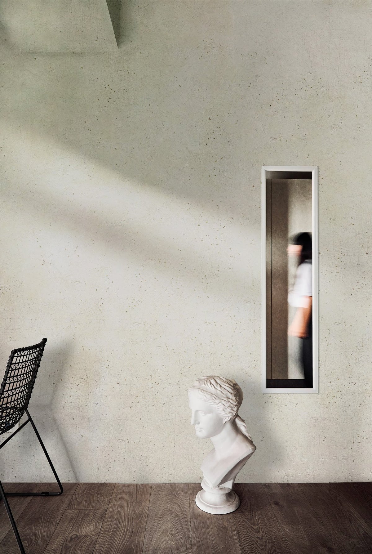 Decora Raffaello fine matte Venetian Plaster wall with a recessed niche in natural light