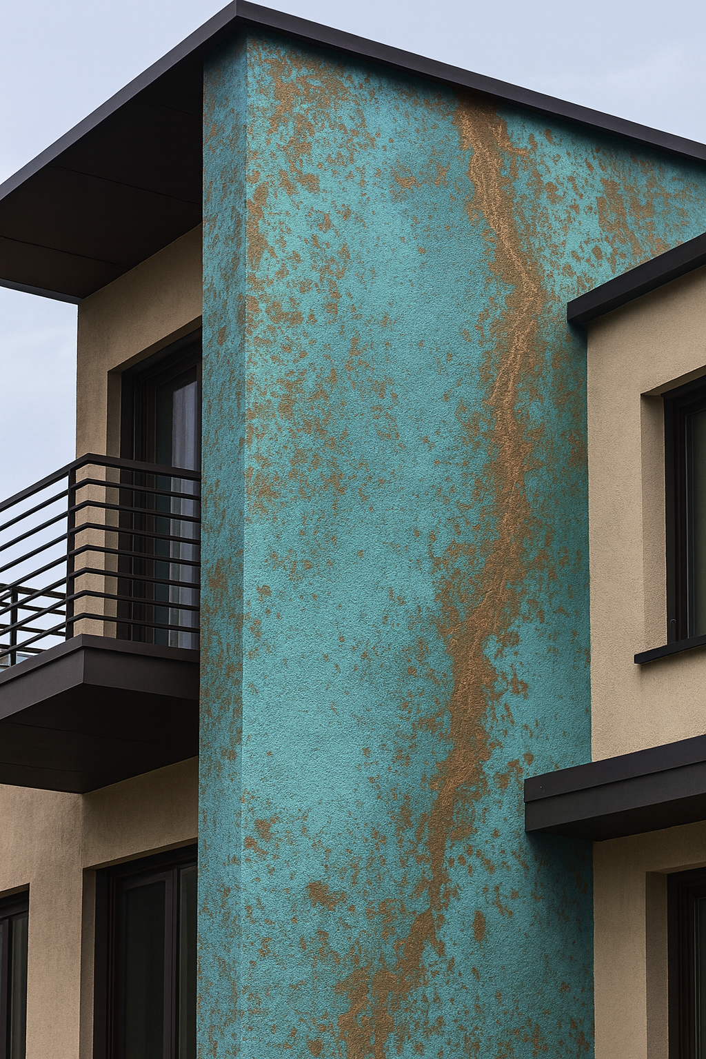 Decora Rust.IT Rame copper effect applied to an exterior facade — MVP Products, Caloundra QLD