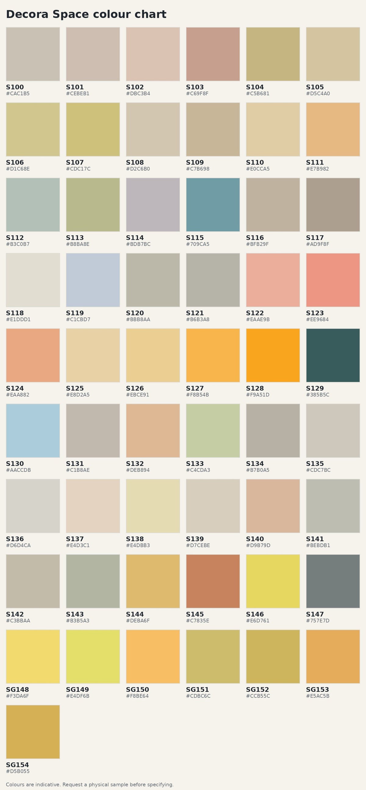 Decora Space colour chart