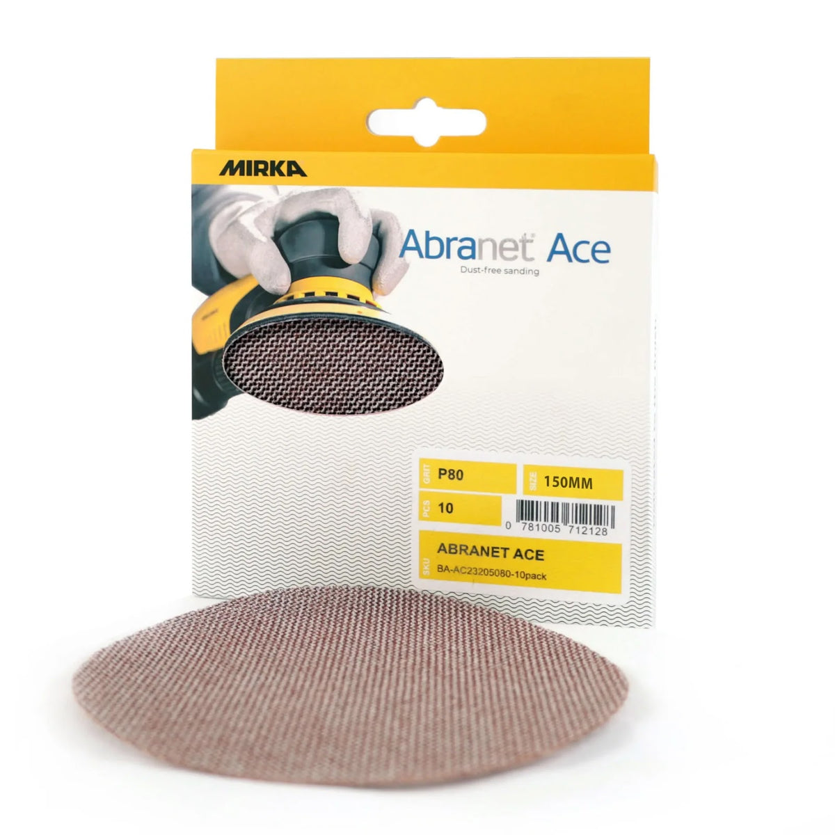 Mirka Abranet Ace Ceramic Sanding Discs 150mm — available from MVP Products, Caloundra QLD