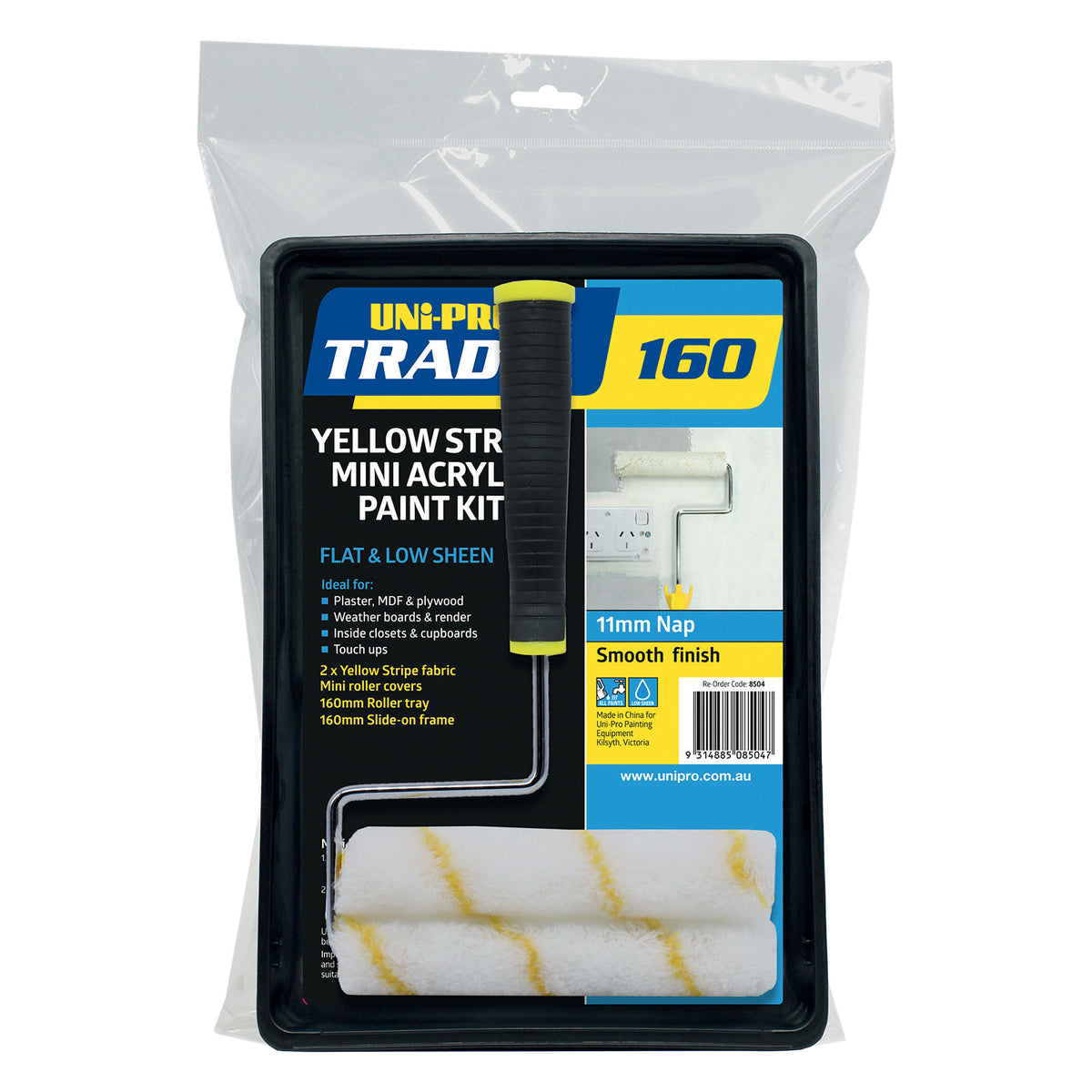 Uni-Pro Trade 160 Mini Roller & Tray Paint Kit — available from MVP Products, Caloundra QLD